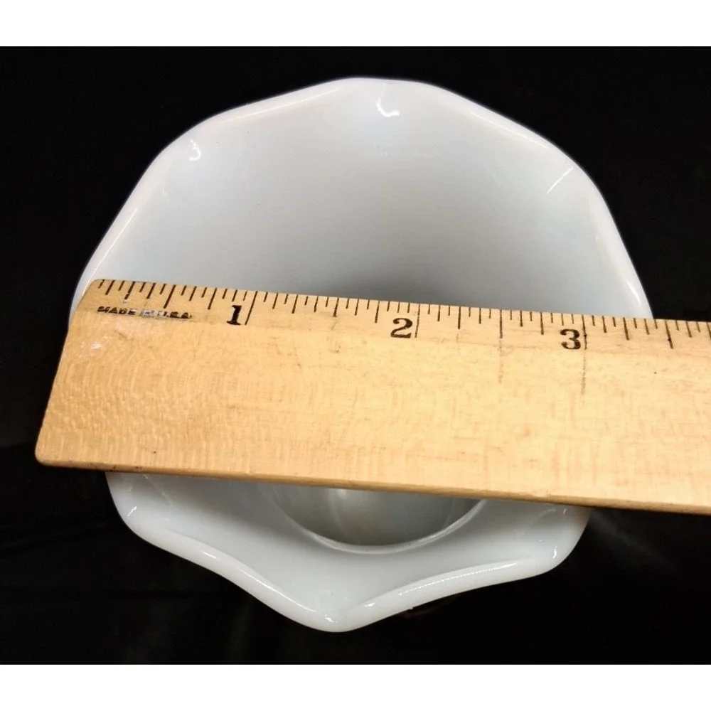 Vintage Hazel Atlas Milk Glass Vase with Metal Stand‎